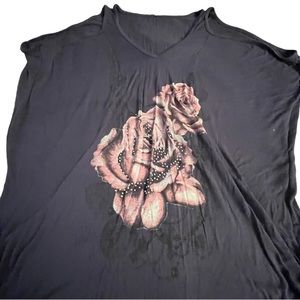 Robin K size XL light purple tee short dropped shoulder rhinestone detail